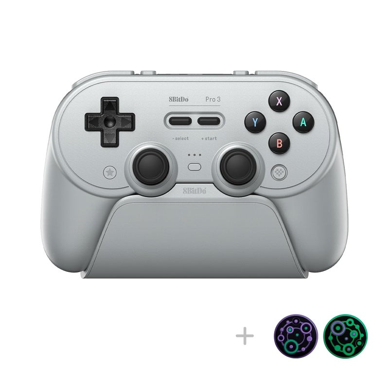 8Bitdo وحدة تحكم بلوتوث Pro 3 مع أزرار ABXY قابلة للتبديل، عصي TMR، زناد تأثير هول، أزرار خلفية احترافية، قاعدة شحن، لجهاز Switch/Switch 2، ويندوز، أبل، SteamOS، أندرويد - رمادي - Image 2